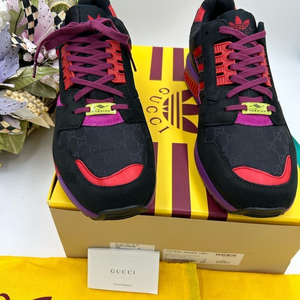 Men’s Gucci X Adidas ZX 8000 GG monogram sneakers size 13 made in Italy - Picture 4 of 11